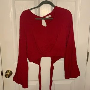 open back red crop top